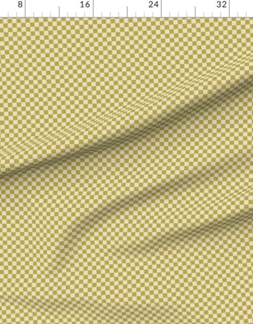 Fabric in Heritage Check in Mustard Regret on Soft Linen Cream 1/2 Inch