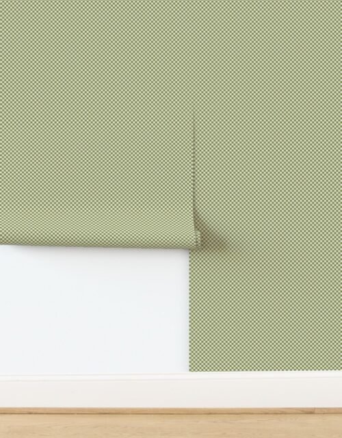 Classic Check in Zombie Olive on Warm Oat Cream 1/4 Inch Wallpaper