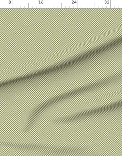 Fabric in Classic Check in Zombie Olive on Warm Oat Cream 1/4 Inch