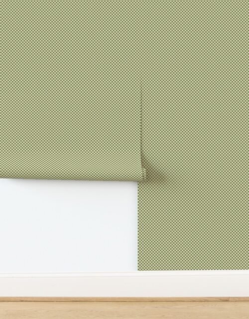 Classic Check in Zombie Olive on Soft Linen Cream 1/4 Inch Wallpaper