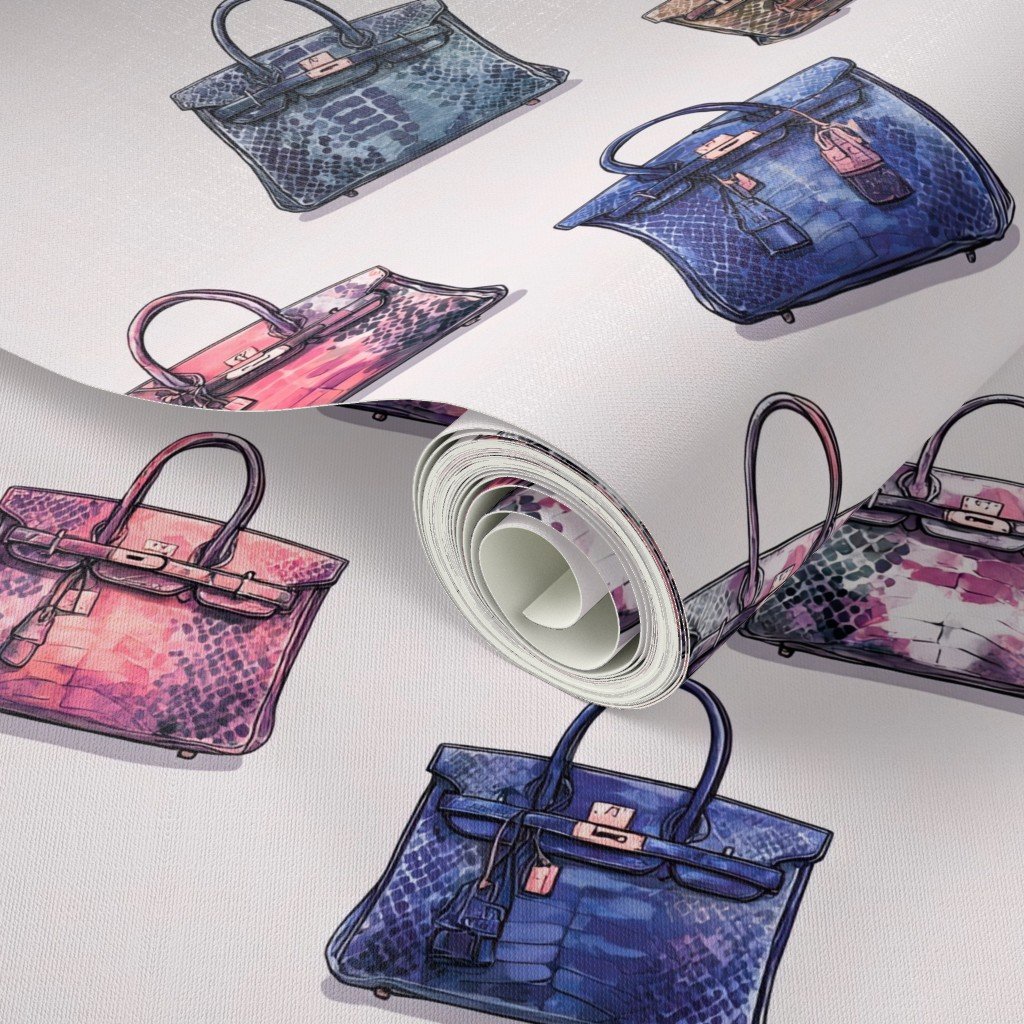 Luxury Handbag Motif in Warm Jewel Tones Wallpaper Luxury Handbag Motif in Warm Jewel Tones Wallpaper - Image 3
