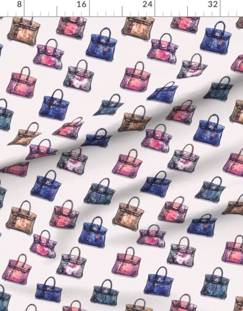 Fabric in Luxury Handbag Motif in Warm Jewel Tones