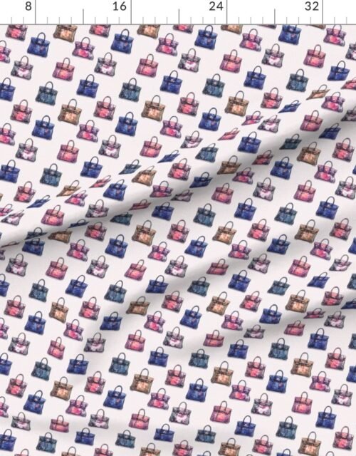 Fabric in Small Scale Luxury Handbag Motif in Warm Jewel Tones