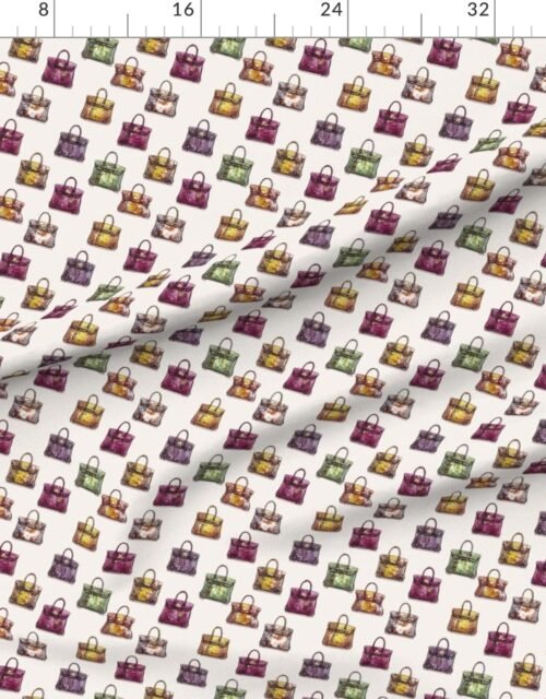 Fabric in Small Scale Luxury Handbag Motif in Cool Jewel Tones