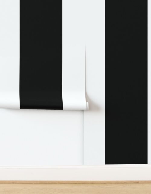 Monaco Bold Black and White Vertical Stripe Wallpaper
