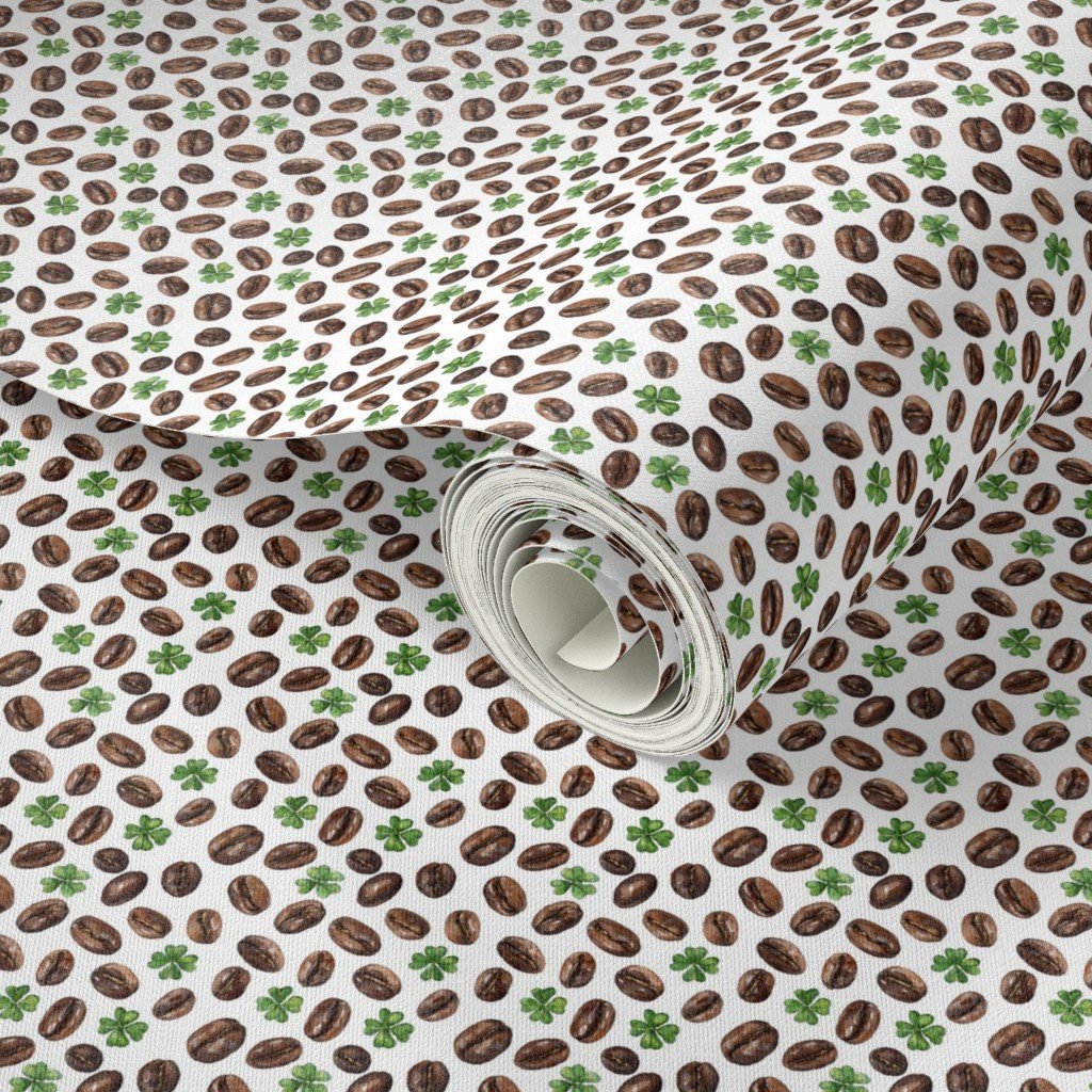Irish Coffee Beans and Shamrocks Pattern Wallpaper Irish Coffee Beans and Shamrocks Pattern Wallpaper - Image 3