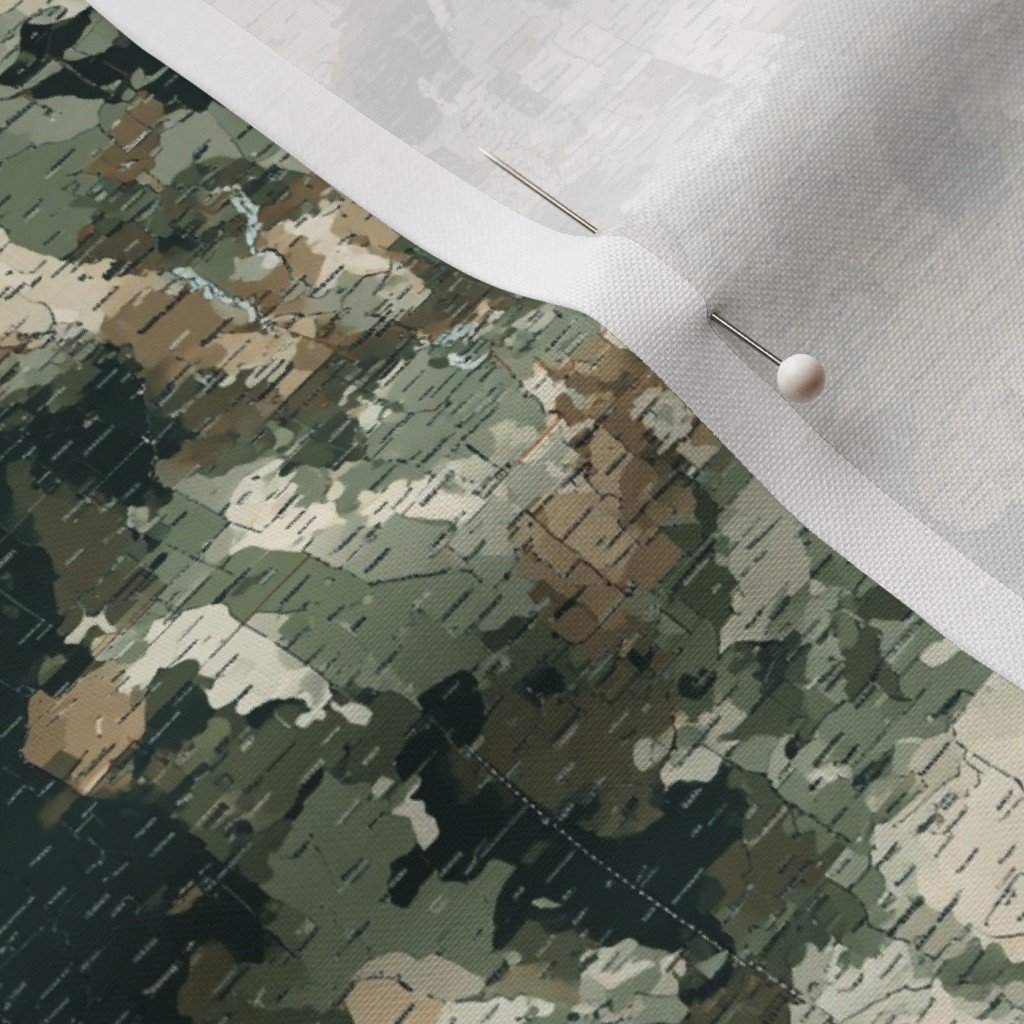 Fabric in Small USA State Outline Camouflage Map Design in Earth Tone Green and Sand Fabric in Small USA State Outline Camouflage Map Design in Earth Tone Green and Sand - Image 3