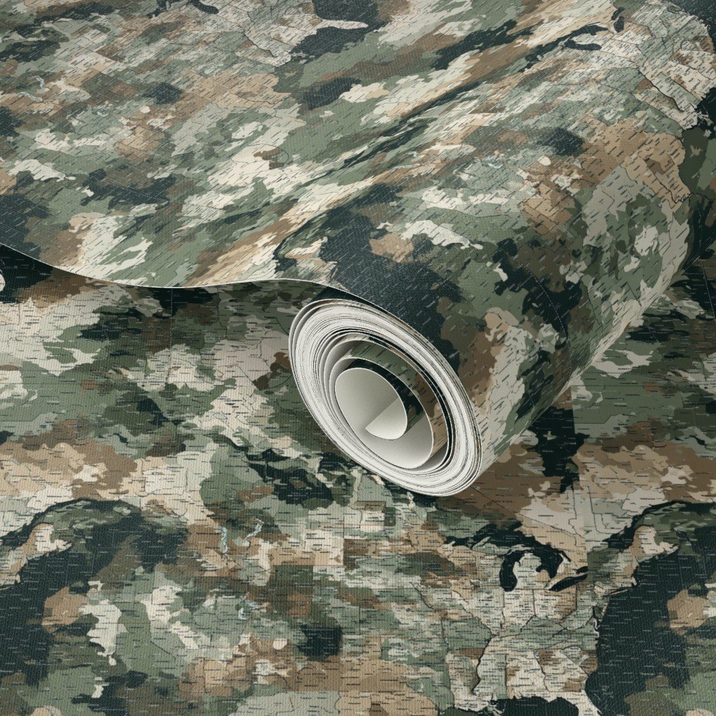 Small USA State Outline Camouflage Map Design in Earth Tone Green and Sand Wallpaper Small USA State Outline Camouflage Map Design in Earth Tone Green and Sand Wallpaper - Image 3