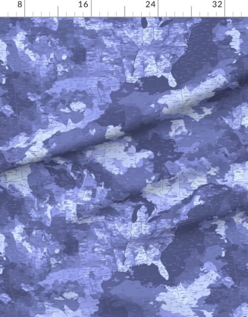 Fabric in USA State Outline Navy Camouflage Repeat