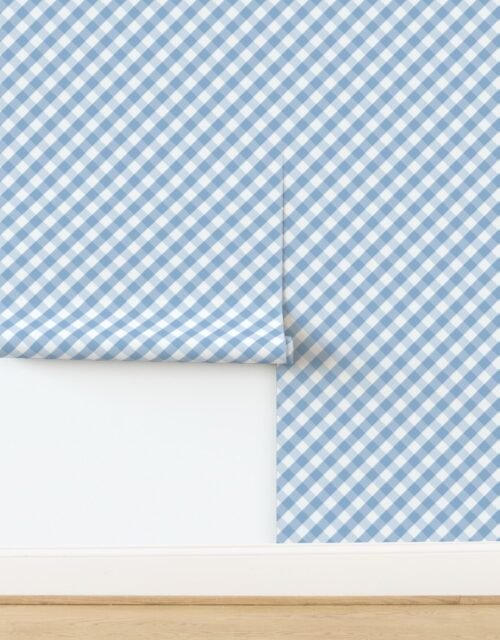 1 Inch Airy Blue Gingham Check Diagonal 45 Degree Wallpaper