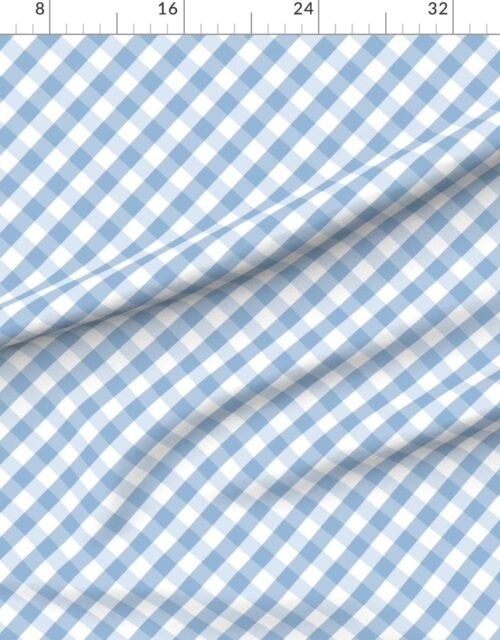 Fabric in 1 Inch Airy Blue Gingham Check Diagonal 45 Degree