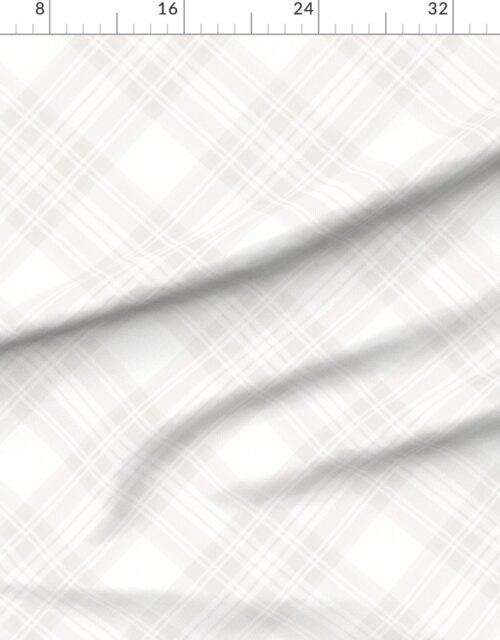 Fabric in Soft Bone White Large Traditional Tartan Plaid Pattern Diagonal 45 Degree