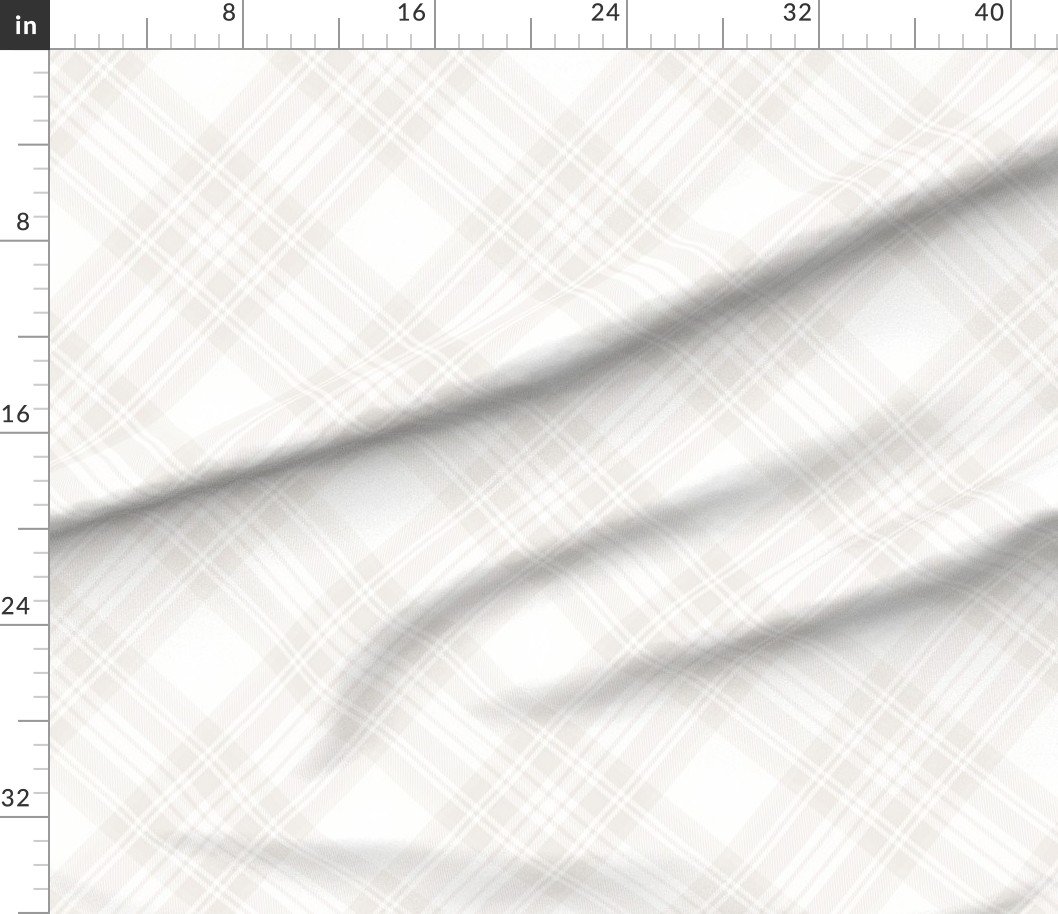 Fabric in Soft Bone White Large Traditional Tartan Plaid Pattern Diagonal 45 Degree Fabric in Soft Bone White Large Traditional Tartan Plaid Pattern Diagonal 45 Degree