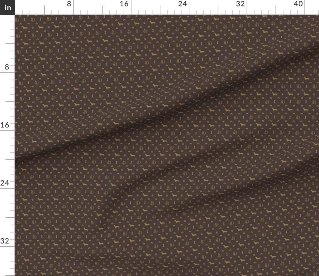 Louis Luxury Mini Dachsund Dog Attire Print Fabric design