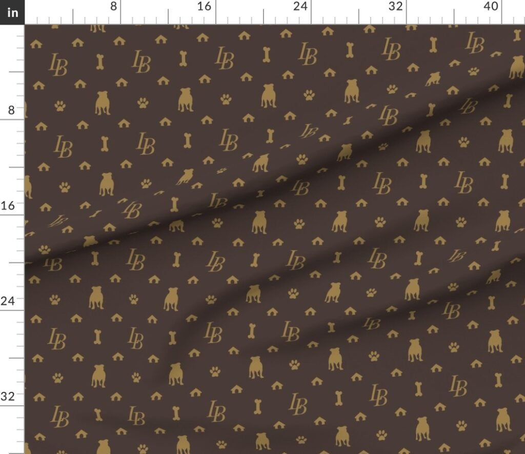 Louis American Bulldog Luxury Dog Attire Print Fabric design