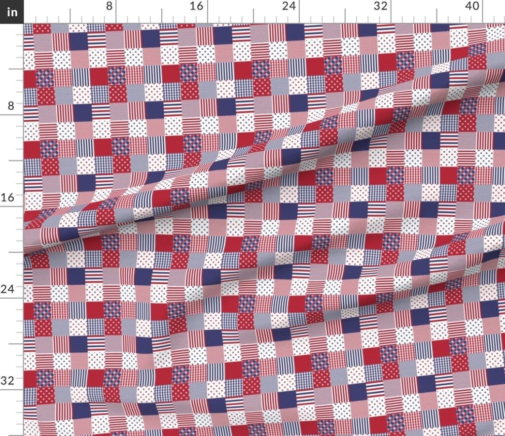 USA Micro Flag Patchwork Quilt Squares Fabric design