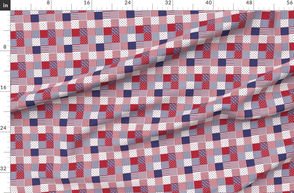 USA Micro Flag Patchwork Quilt Squares Fabric design