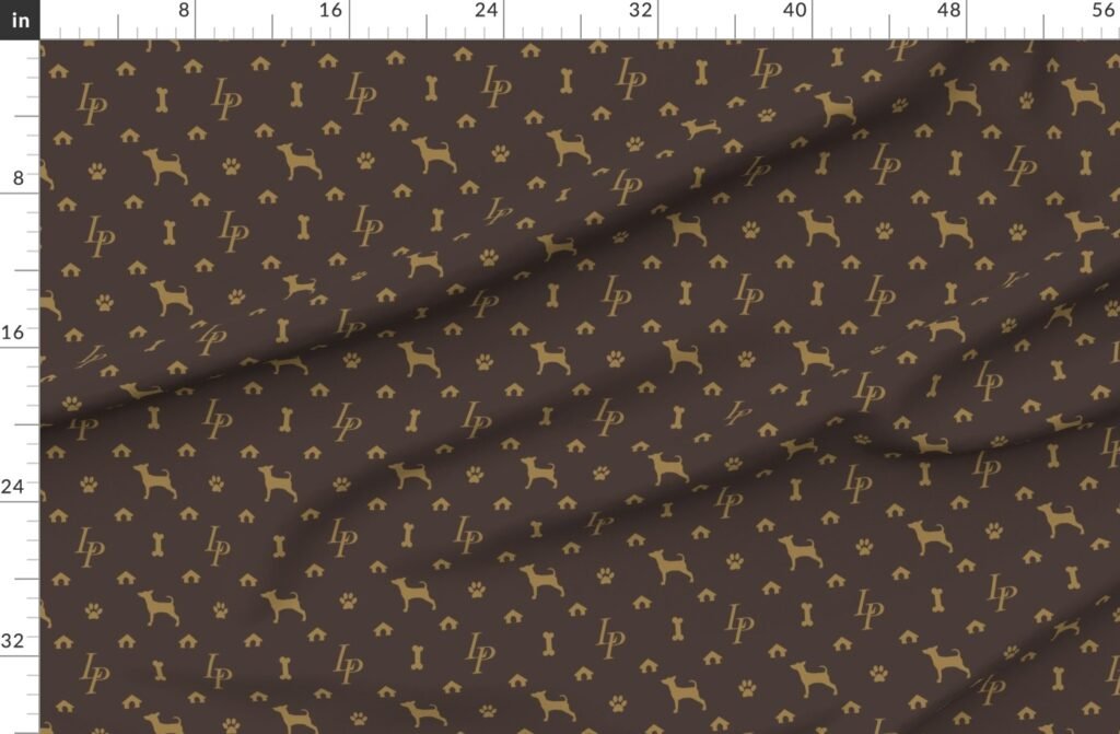 Louis Mini Pinscher Luxury Dog Attire Monogram Pattern Fabric design