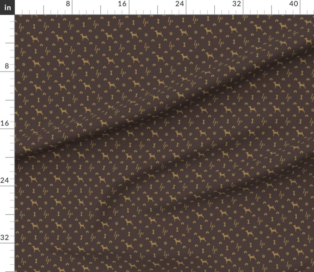 Louis Mini Pinscher Luxury Dog Attire Monogram Pattern Fabric design