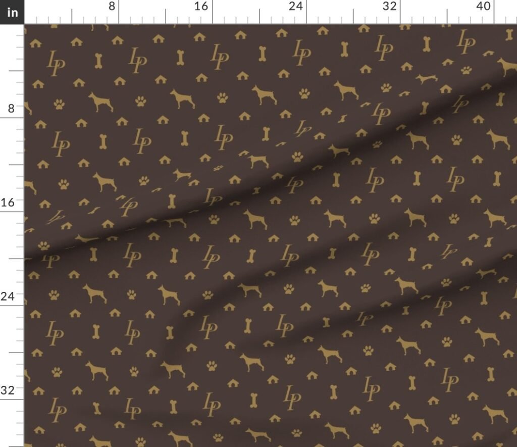 Louis Mini Pinscher Luxury Dog Attire Monogram Pattern Fabric design