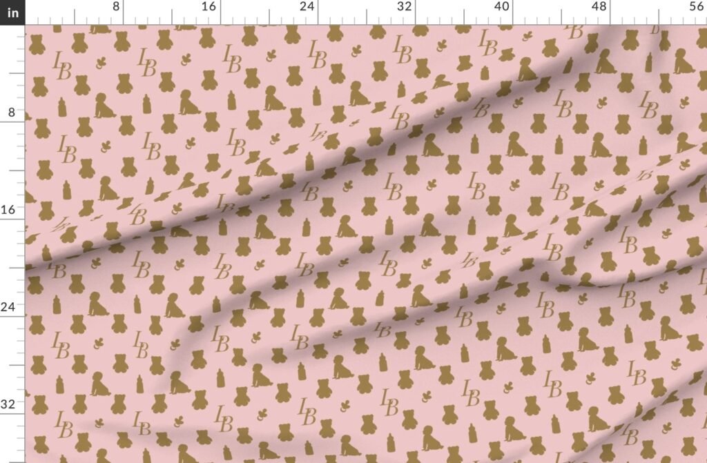 Louis Baby Luxury Iconic Monogram Pattern on Classic Pink with Tan Fabric design