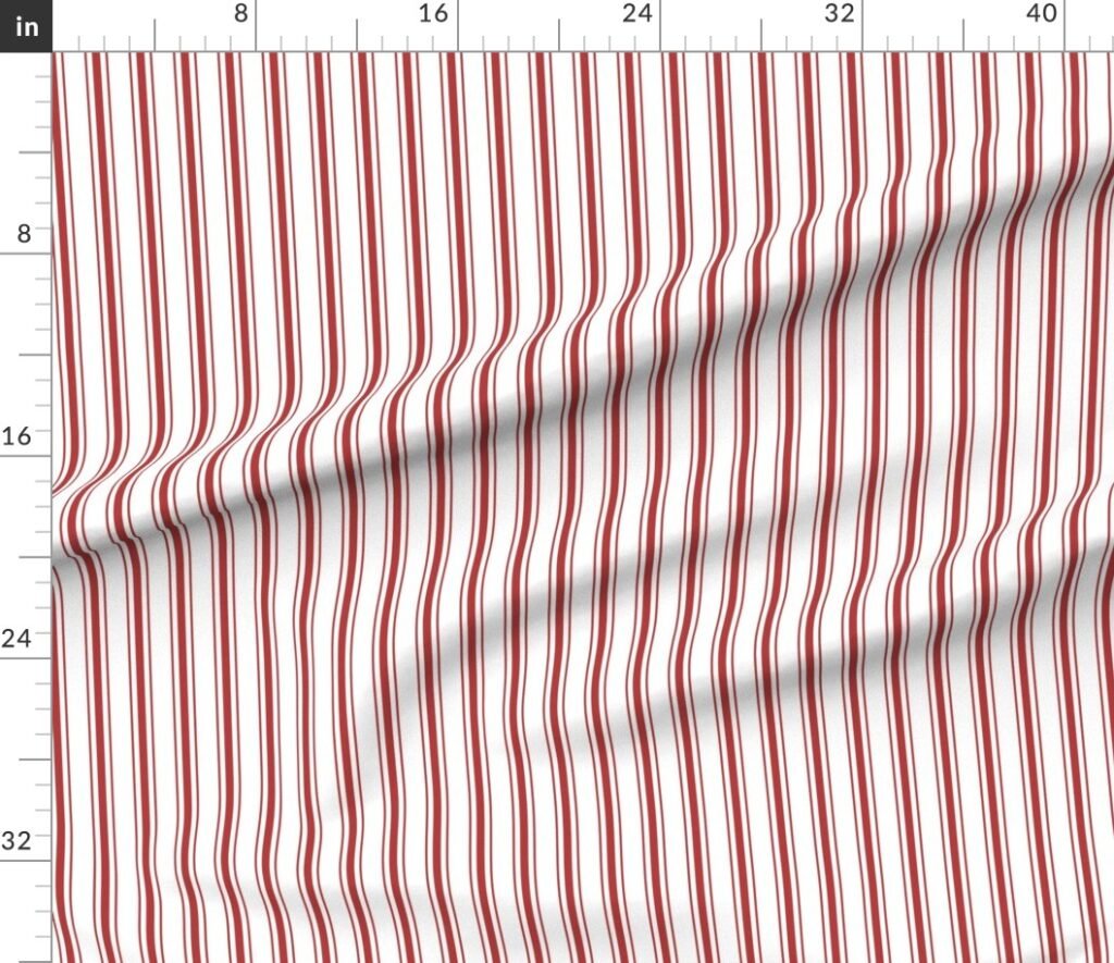 Mattress Ticking Narrow Striped Pattern in Crimson Red Fabric design