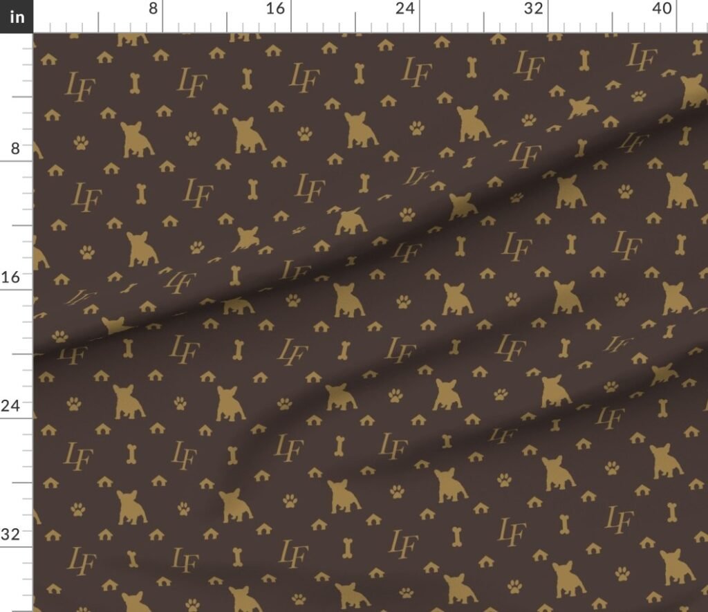 Louis Frenchie Bulldog Luxury Dog Attire Print Fabric design