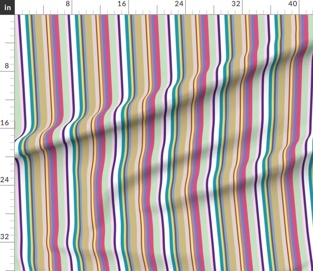 Multicolore Louis Frenchie Coordinate Candy Stripes Print Fabric design