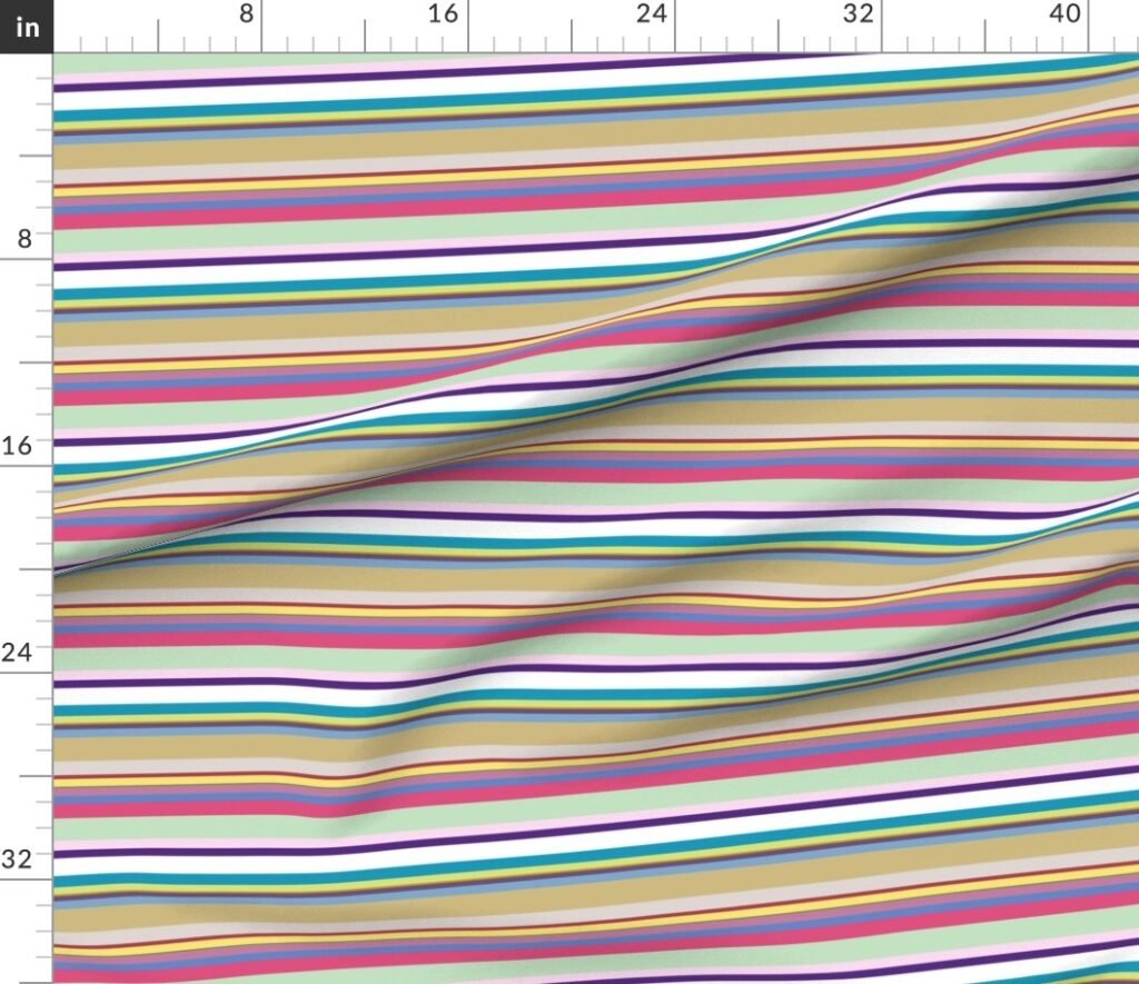 Multicolore Louis Frenchie Coordinate Candy Stripes Horizontal Fabric design