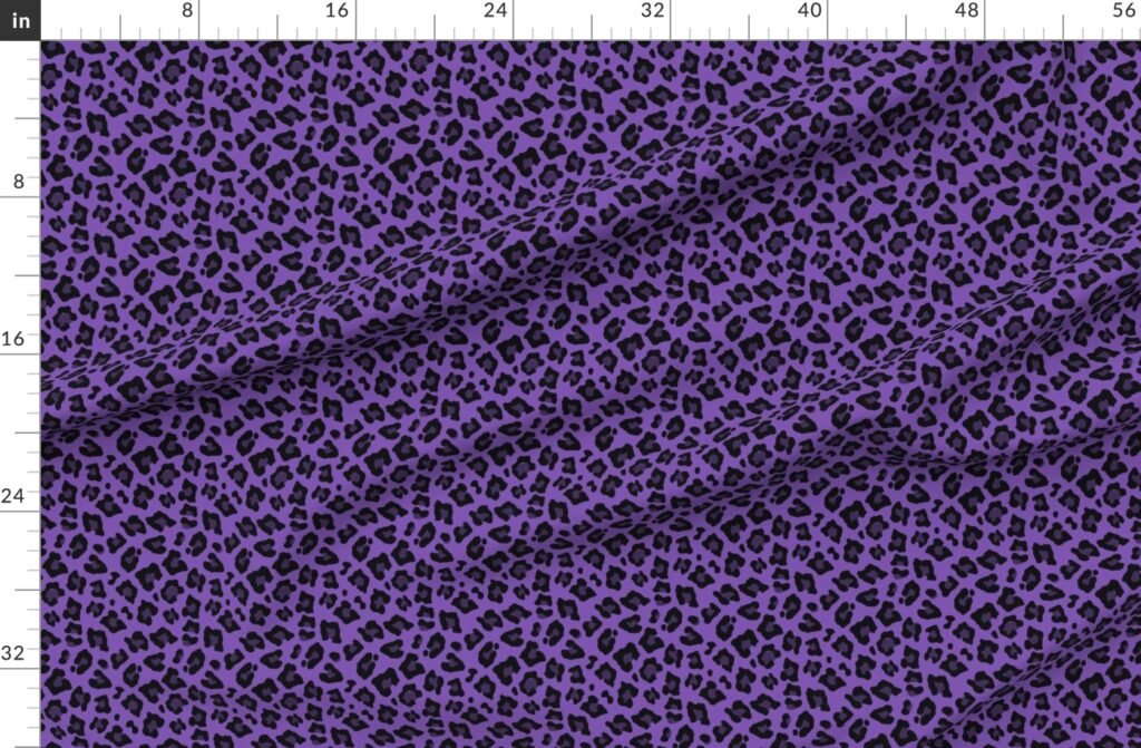 Leopard Spots Animal Repeat Pattern Print in Purple and Black Fabric design