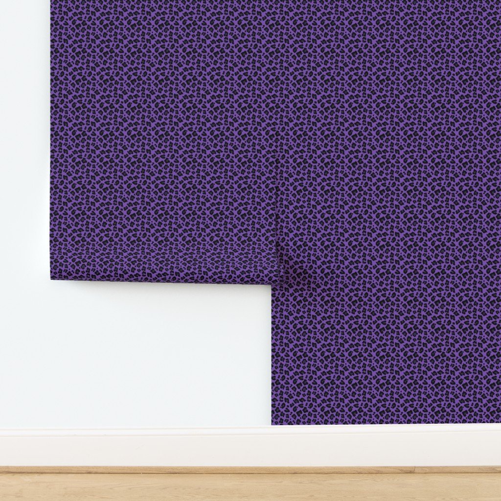 Leopard Spots Animal Repeat Pattern Print in Purple and Black Wallpaper design