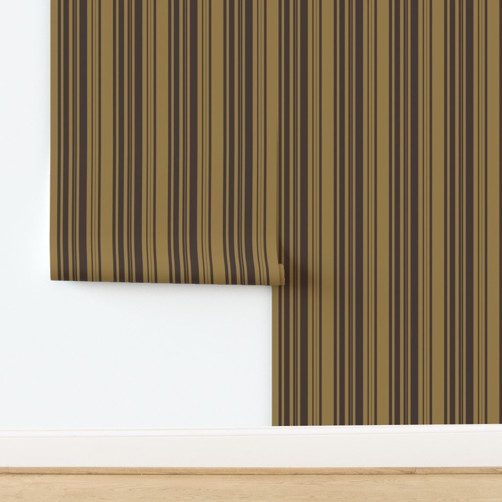 Louis Brown and Tan Dog Coordinate Vertical Stripes Print Wallpaper design