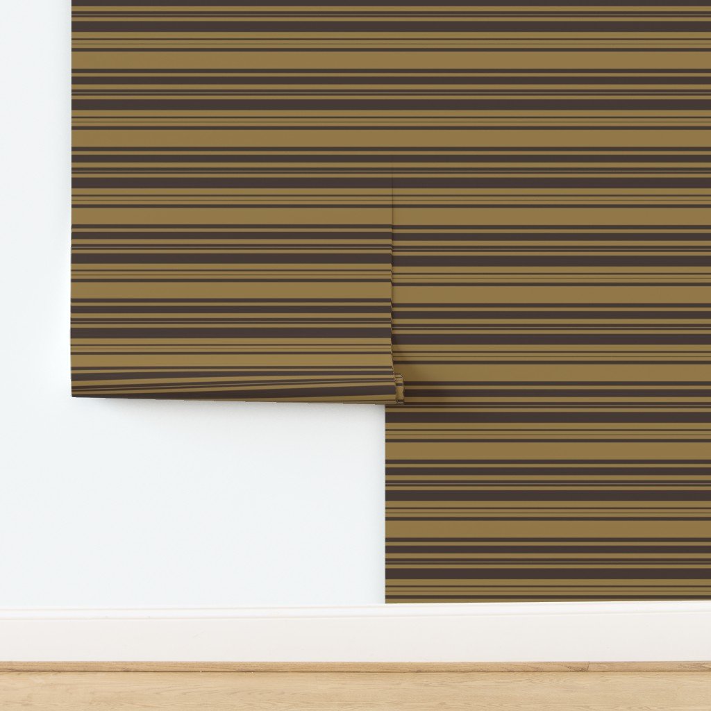 Louis Brown and Tan Dog Coordinate Horizontal Stripes Print Wallpaper design