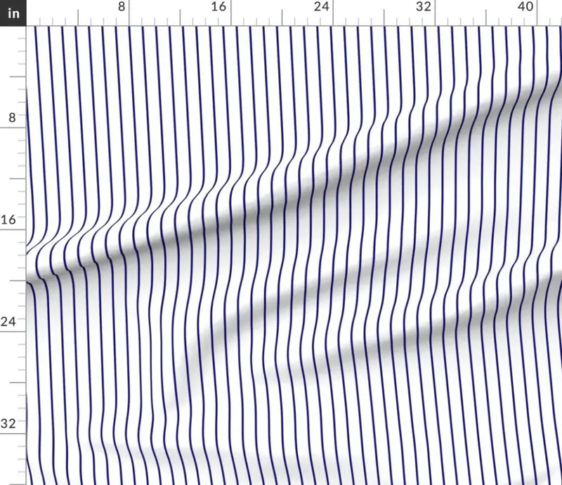 Classic wider 1 Inch Navy Blue Pinstripe on a Blue Background Fabric design