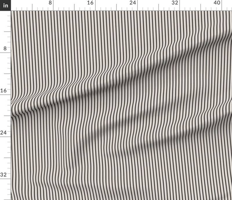 Micro Coal Black Antique Vintage Mattress Ticking Stripe on Cream Fabric design