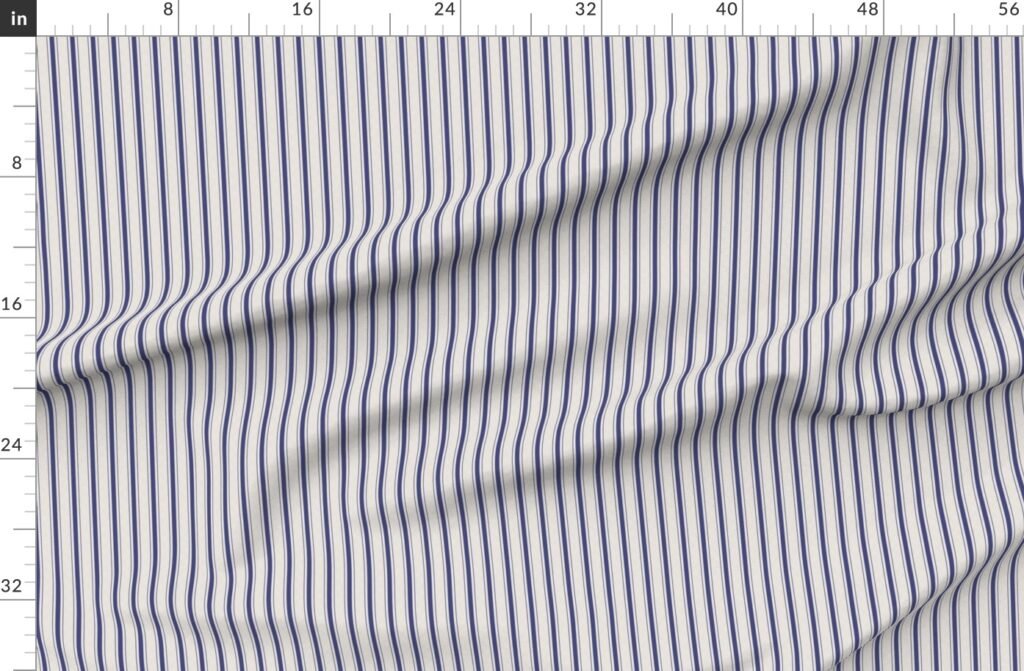 Mini Cornflower Blue Antique Vintage Mattress Ticking Stripe on Fabric design