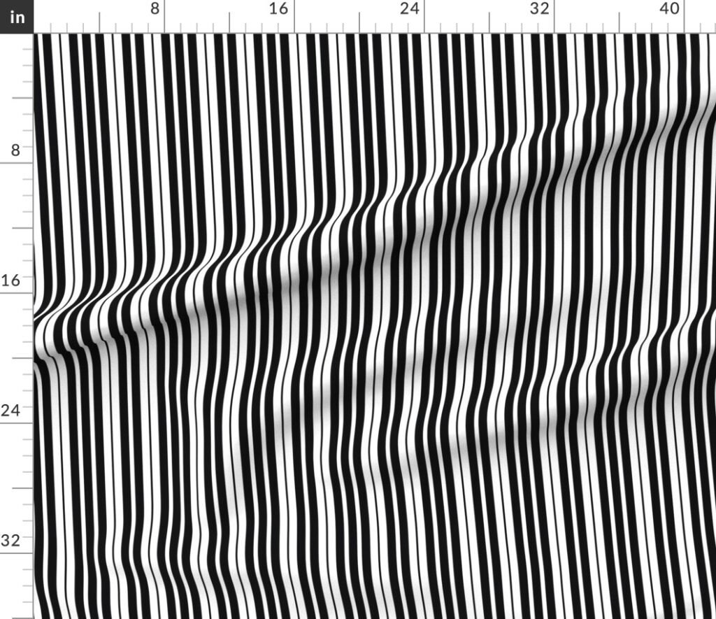 Vertical Mini Piano Stripe Black and White Fabric design
