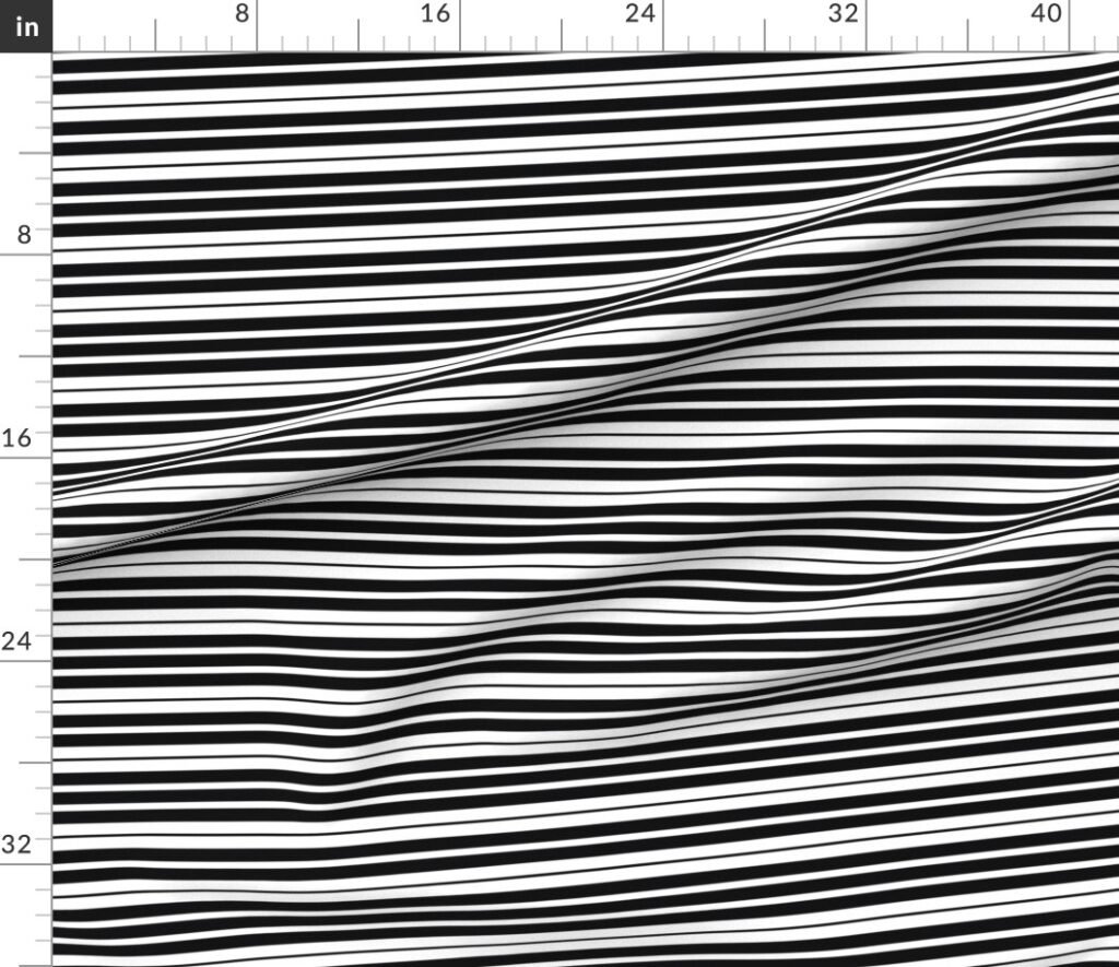 Horizontal Mini Piano Stripe Black and White Fabric design