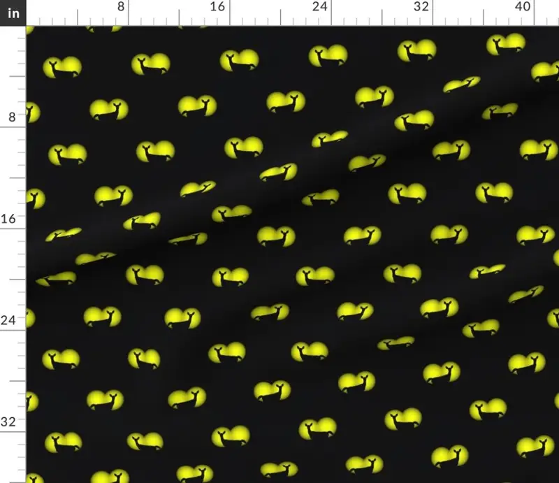 Deer Caught in Headlights- Bright Yellow Eyes in the Dark Fabric design