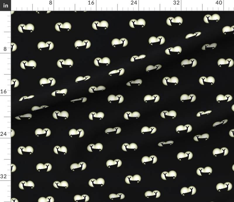 Deer Caught in Headlights Bright White- Bright Eyes in the Dark Fabric design