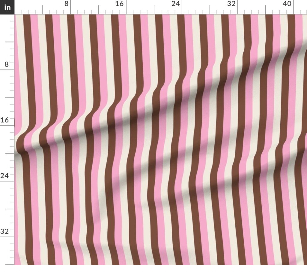 Vertical Vanilla Chocolate Strawberry Ice Cream Stripes 1 inch Fabric design