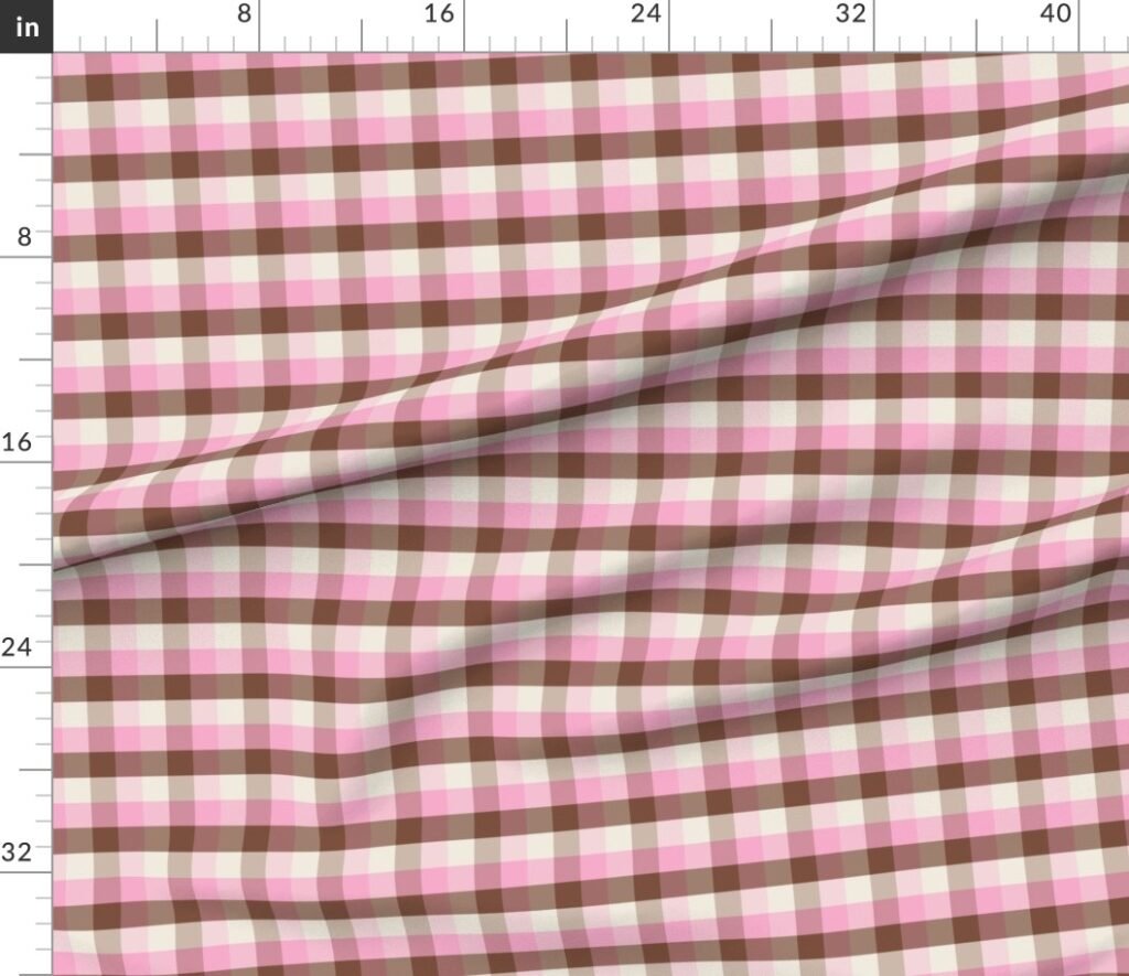 Vanilla Chocolate Strawberry Ice Cream Check 1 inch Fabric design