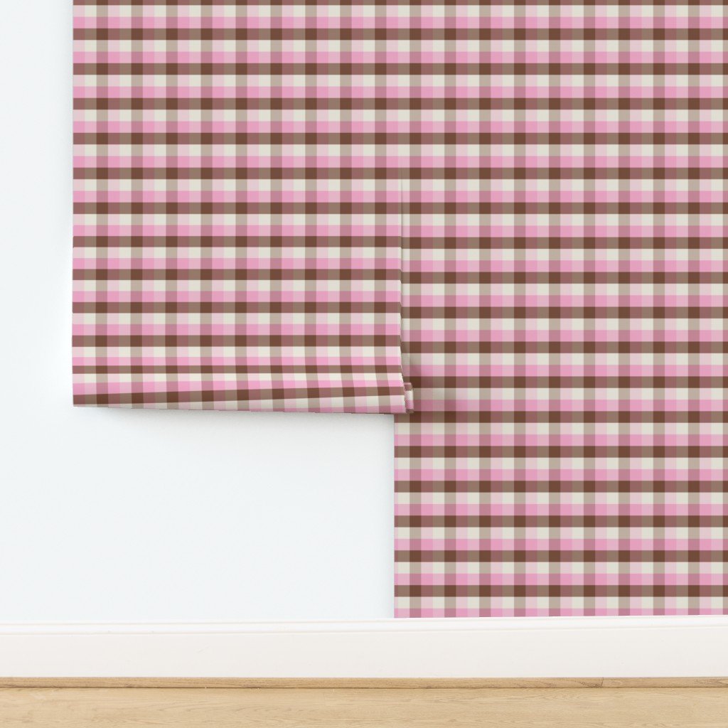 Vanilla Chocolate Strawberry Ice Cream Check 1 inch Wallpaper design