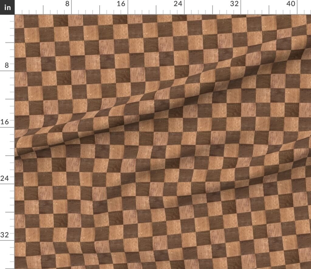 2 inch Dark Wood Checkerboard Chess Marquetry Pattern Fabric design