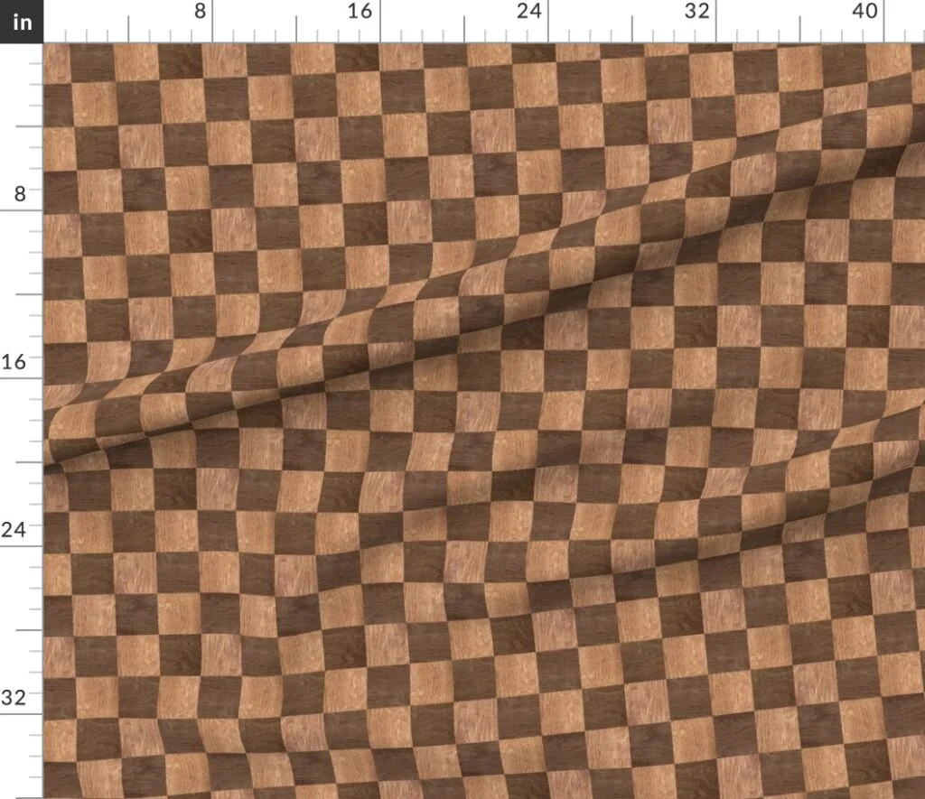 2 inch Dark Wood Checkerboard Chess Marquetry Pattern Fabric design
