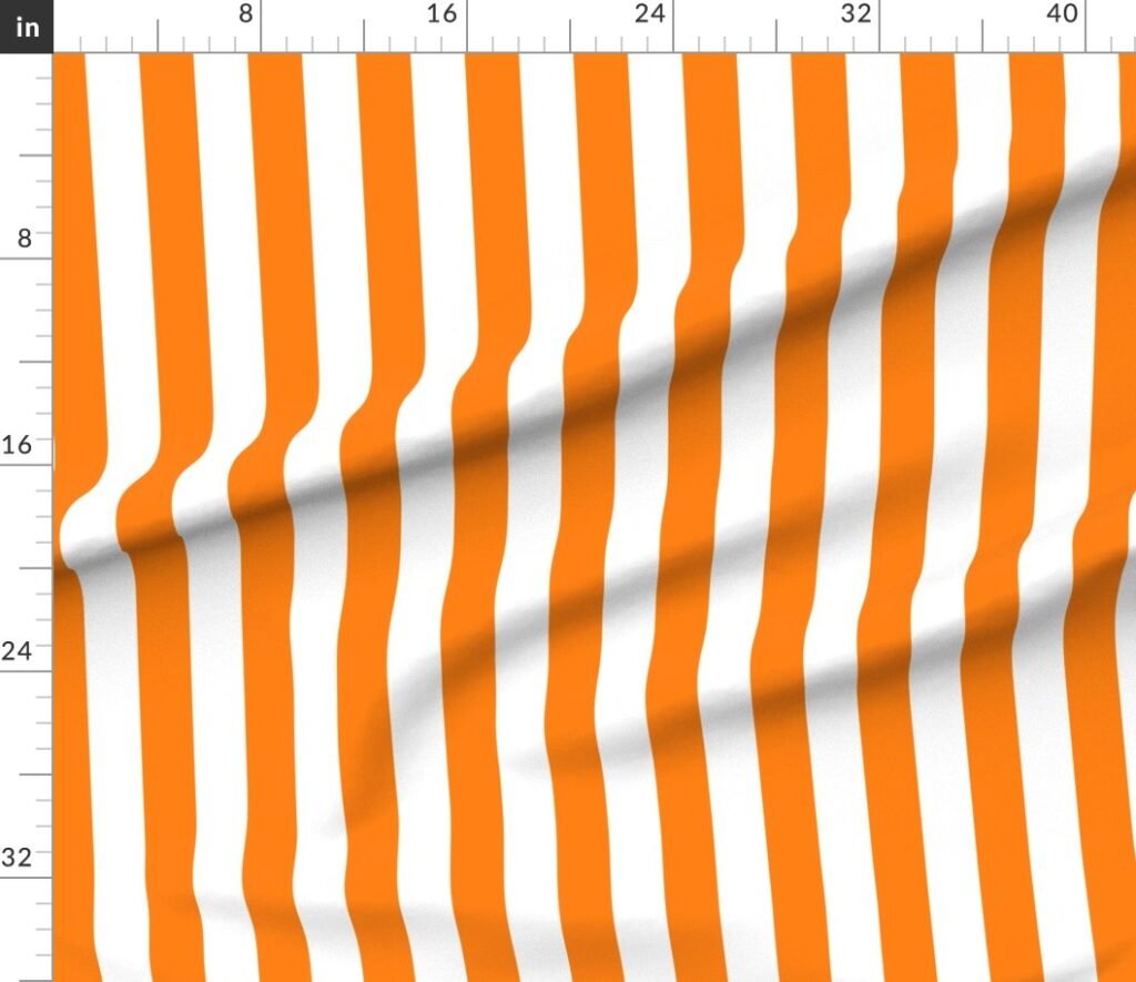 Florida Orange and White Vertical Stripes Fabric design