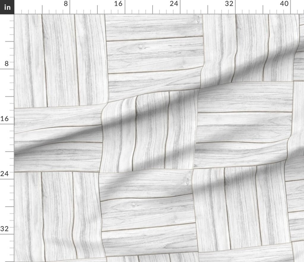 Whitewashed Geometric Parquet Wooden Planks 4.5 inch Fabric design