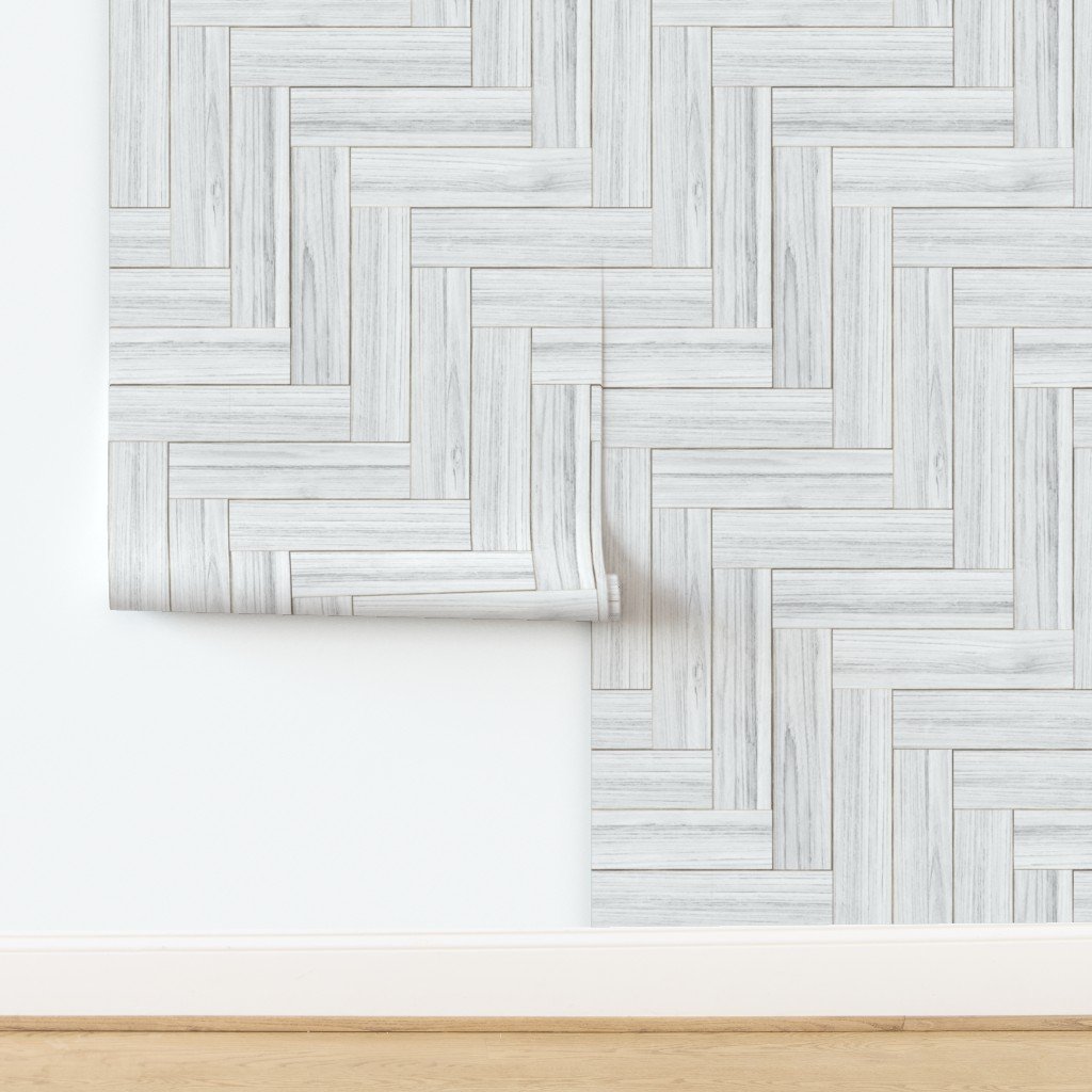 Whitewashed Geometric Herringbone 3 inch Wallpaper design