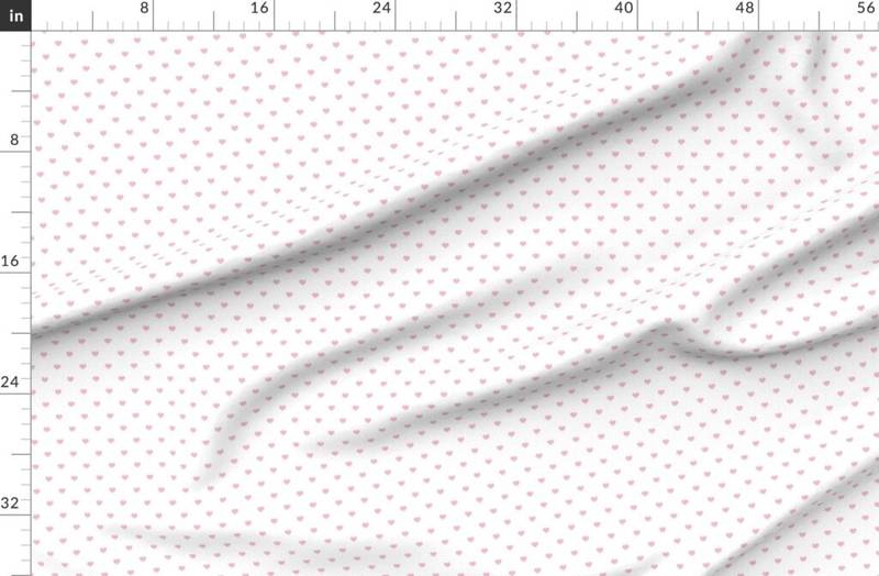 Mini Cotton Candy Pink Valentines Polkadot Love Hearts on White Fabric design