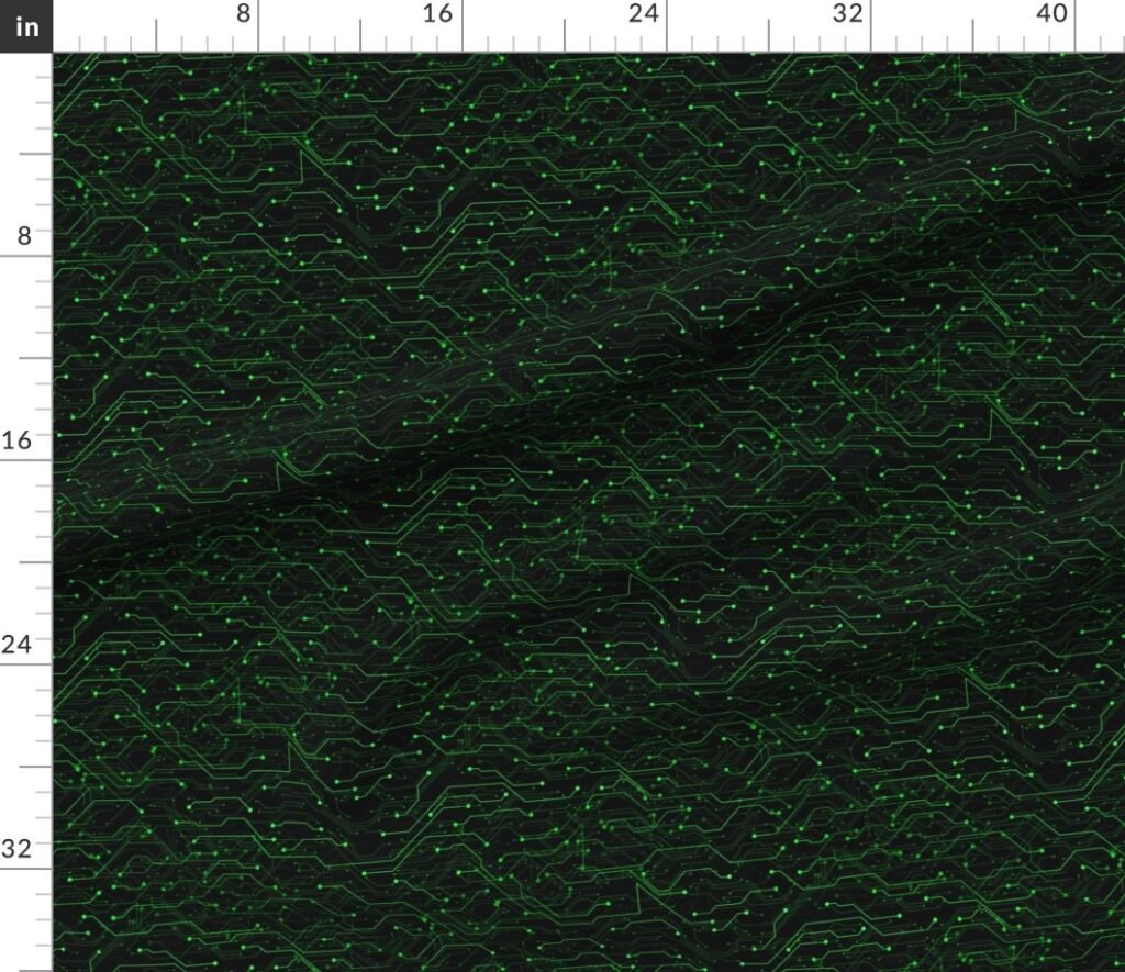 Small Bright Green Neon Computer Motherboard Circuitry Fabric design